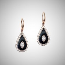 Earrings-silver-925-rose-gold-plated-with-enamel-and-white-zirconia