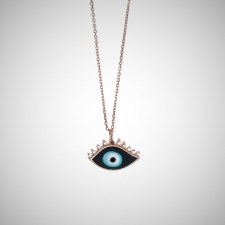 Necklace-silver-925-pink-gold-plated-&-with-enamel-evil-eye--1-5cm-x-1-cm-